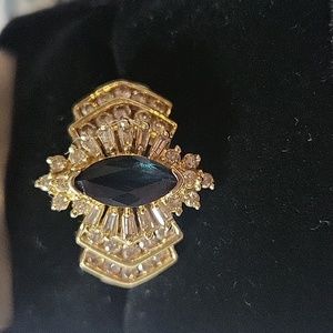 14k Yellow Gold Diamond and Sapphire Ring